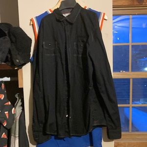 Drill black button down long sleeved shirt